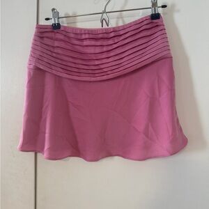 Pleated Waist Mini Skirt in Pink